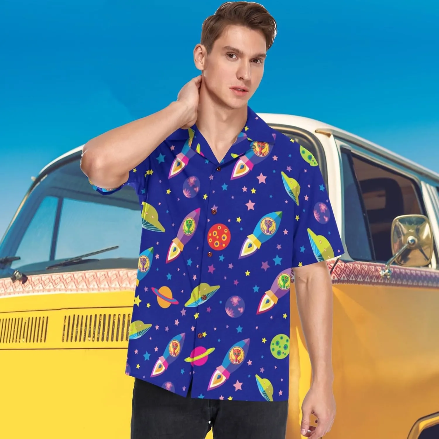 visesunny Novelty Hawaiian Shirts for Men Short Sleeve Aloha Beach Shirt Stylish Tropical Summer Casual Button Down Shirts