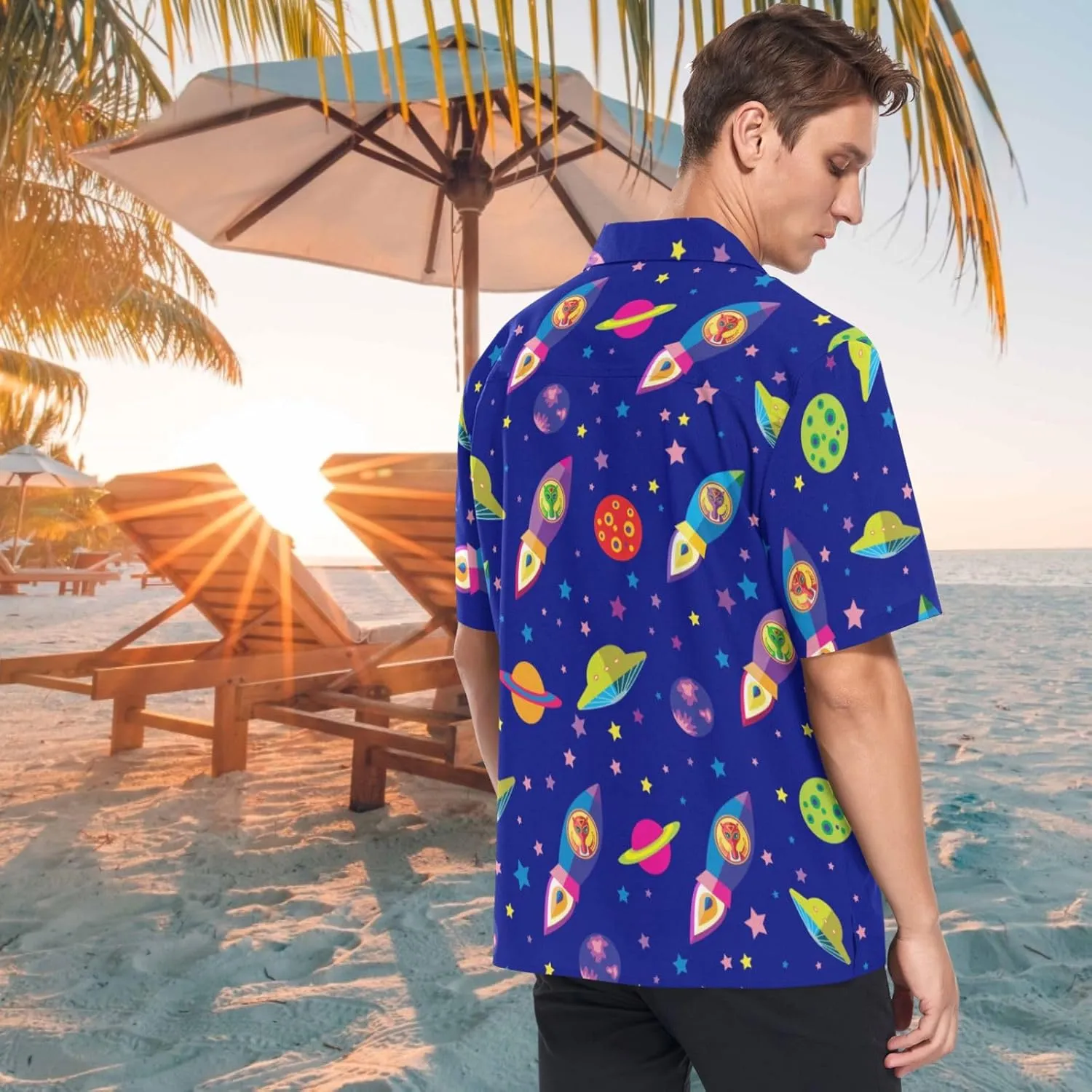 visesunny Novelty Hawaiian Shirts for Men Short Sleeve Aloha Beach Shirt Stylish Tropical Summer Casual Button Down Shirts