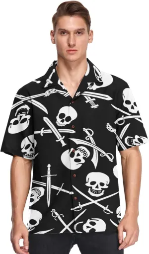 visesunny Stylish Men's Seasonal Hawaiian Print Button Down Short Sleeve Shirt Beach Clothing Unisex S-XXXL