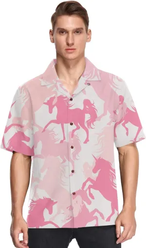 visesunny Stylish Men's Seasonal Hawaiian Print Button Down Short Sleeve Shirt Beach Clothing Unisex S-XXXL