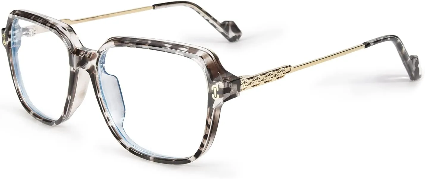 VISOONE 2 Pack Oversized Blue Light Blocking Glasses with Chic Square TR90 Frame and Metal Temple for Women Men REMY