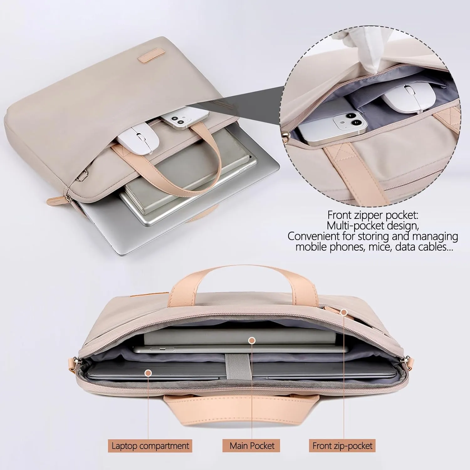 VODIU 14 15.6 16 inch Laptop Case, Basics Laptop Bag with Compartment, Carrying Briefcase Messenger Bag with Strap,Pocket