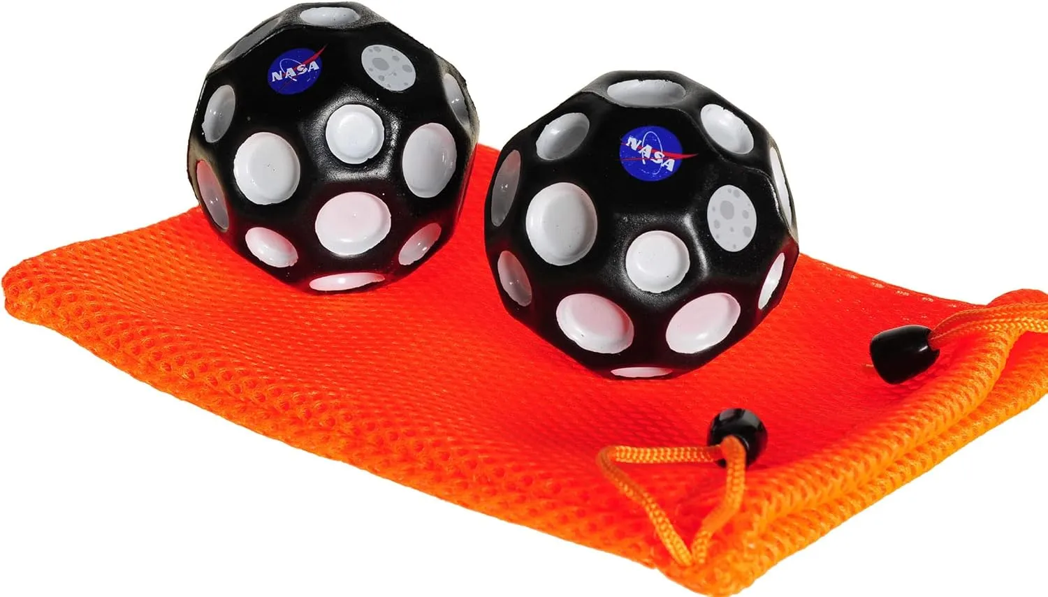 Waboba NASA High Bounce Moon Ball Bundle of 2 with Orange Pouch