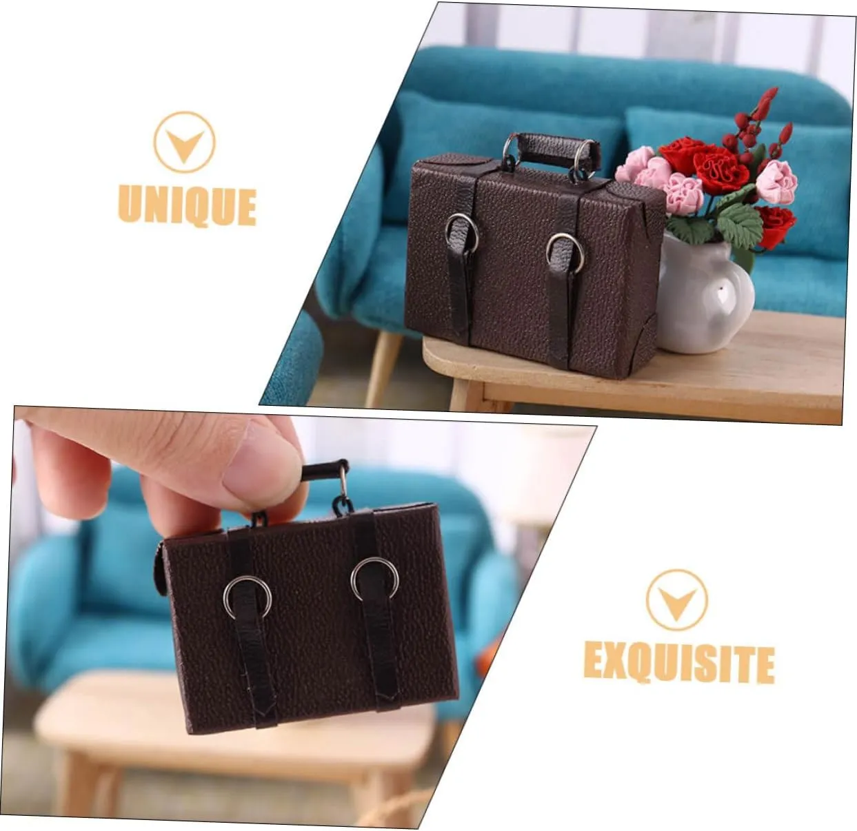 Wakauto 5pcs Miniature Suitcase Doll House Accessories Scale Briefcase for Mini House Decor Versatile Travel Case Model for Dollhouse Scenes