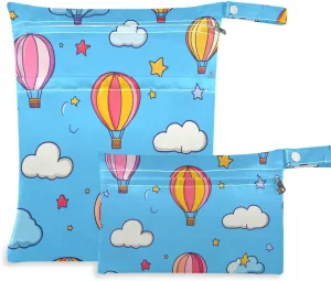 washable bags for swimmers 2 Pack travel essentials for baby with handles for beach bathing Blue Sky Hot Air Balloon