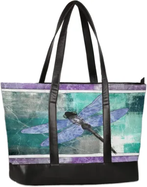 Watercolour Dragonfly Vintage Laptop Tote Bag for Women Lightweight Work Purse with Multiple Compartments Fits 13-15.6 Inch Laptop Tablet Shoulder Bag for Office Travel Daily Use