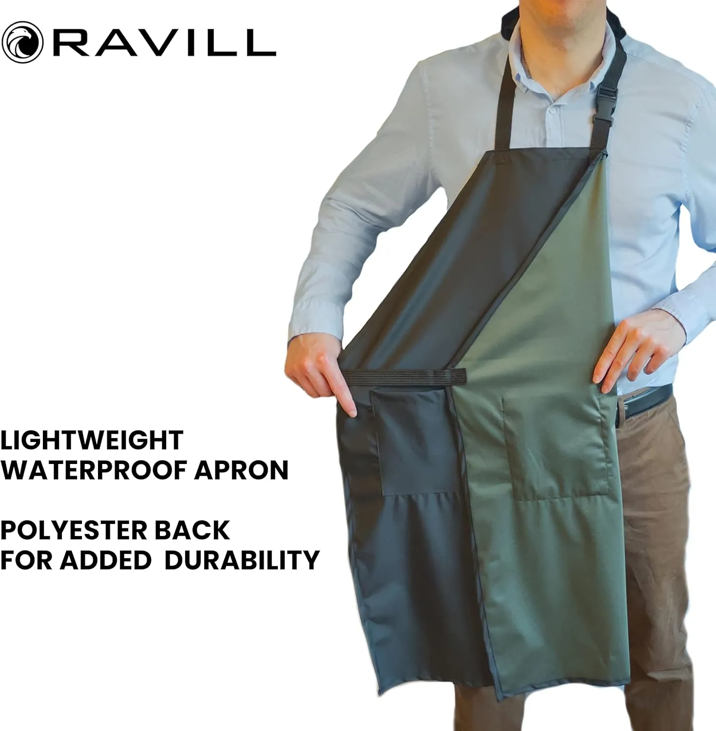Waterproof Apron For Men and Women - 2 Pockets - 35", Black - Multi Purpose Work Aprons for Dishwashing, Dog Grooming