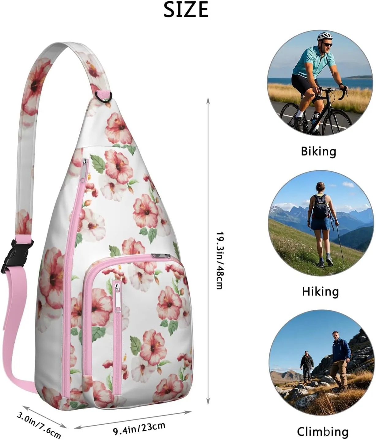 Waterproof Crossbody Bag for Men Women Tropical Leaf Lightweight Sling Backpack Shoulder Chest Bag for Hiking Cycling