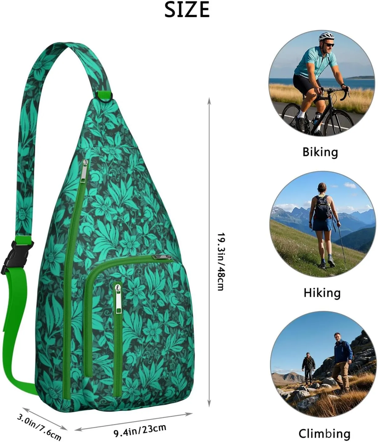 Waterproof Crossbody Bag for Men Women Tropical Leaf Lightweight Sling Backpack Shoulder Chest Bag for Hiking Cycling