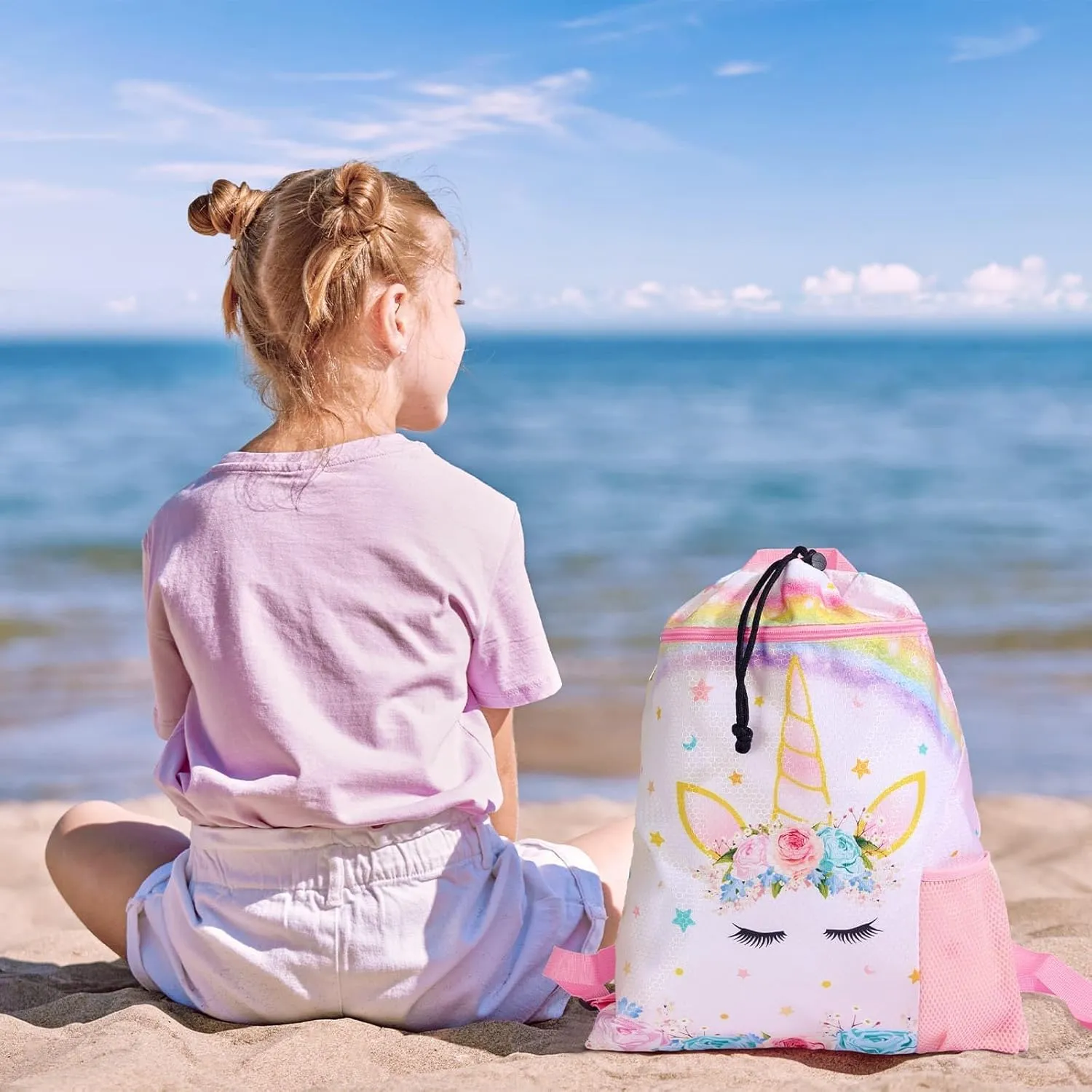 WAWSAM Gym Drawstring Backpack String Bag - 15” x 17” Sports Gym Bag for Kids Waterproof Swimming Beach Shopping Yoga Bag