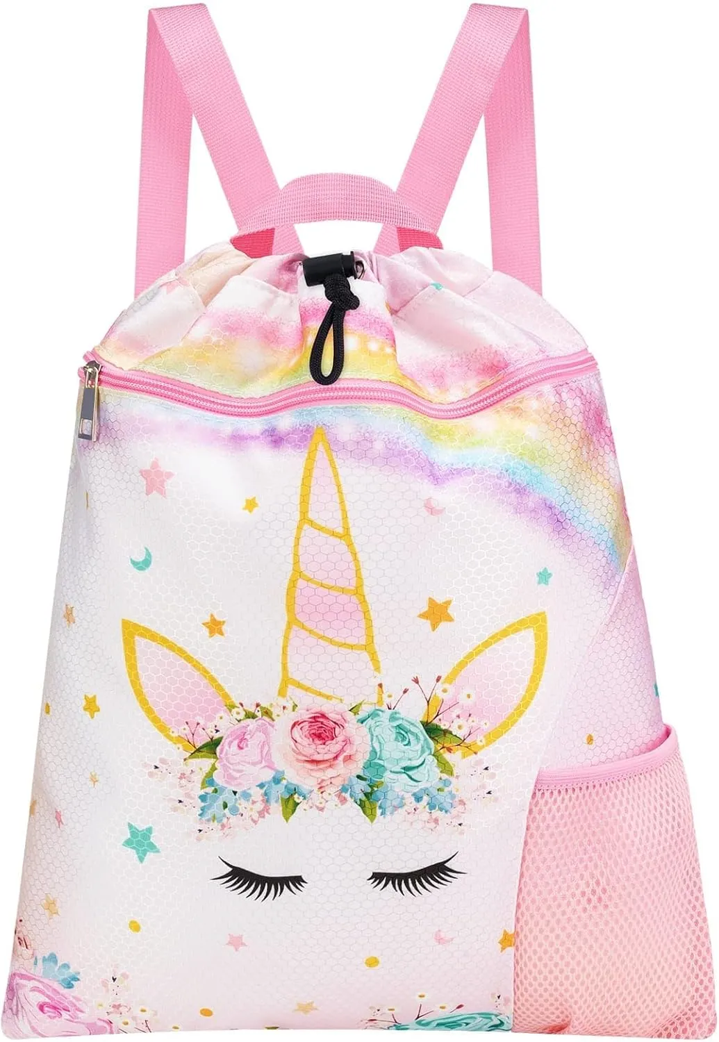 WAWSAM Gym Drawstring Backpack String Bag - 15” x 17” Sports Gym Bag for Kids Waterproof Swimming Beach Shopping Yoga Bag