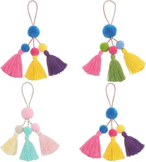 Wepetyo 10 Pcs Colorful pom pom Tassels,7.9" inch Tassel Bag Charm for Women,Tassels for Crafts,Bag Charm Tassel Keychains for Purse Handbag Decor Gift(Random Color)