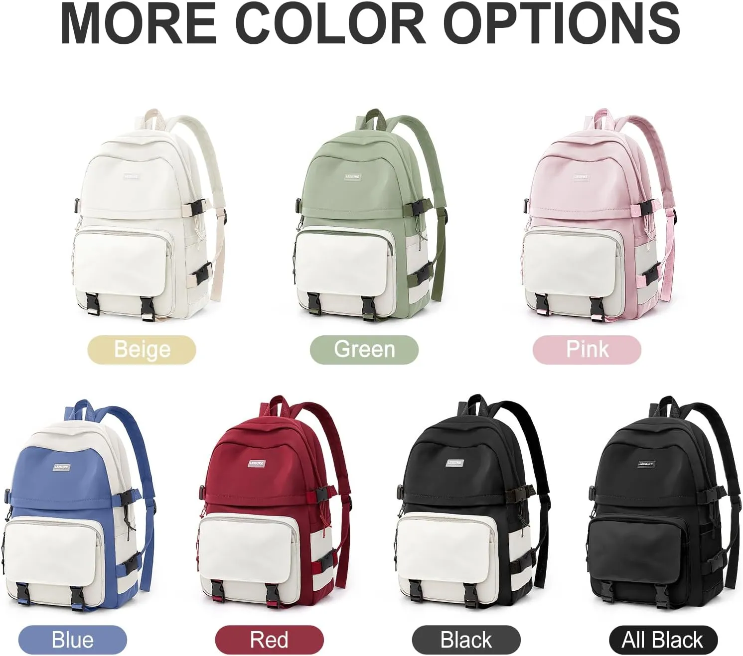 weradar Cute Black Backpack For School Teen Girls,Lightweight Middle School Bookbags,Waterproof Travel Rucksack Casual Daypack,College Backpack For Women