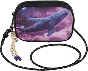 Whale Purple Nebula Small Crossbody Bags for Women Cell Phone Purses Shoulder Bag Handbag with Adjustable Strap