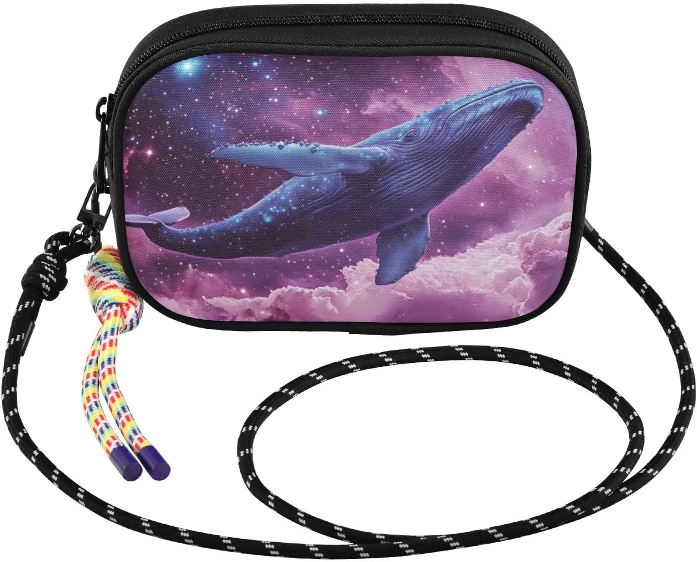 Whale Purple Nebula Small Crossbody Bags for Women Cell Phone Purses Shoulder Bag Handbag with Adjustable Strap
