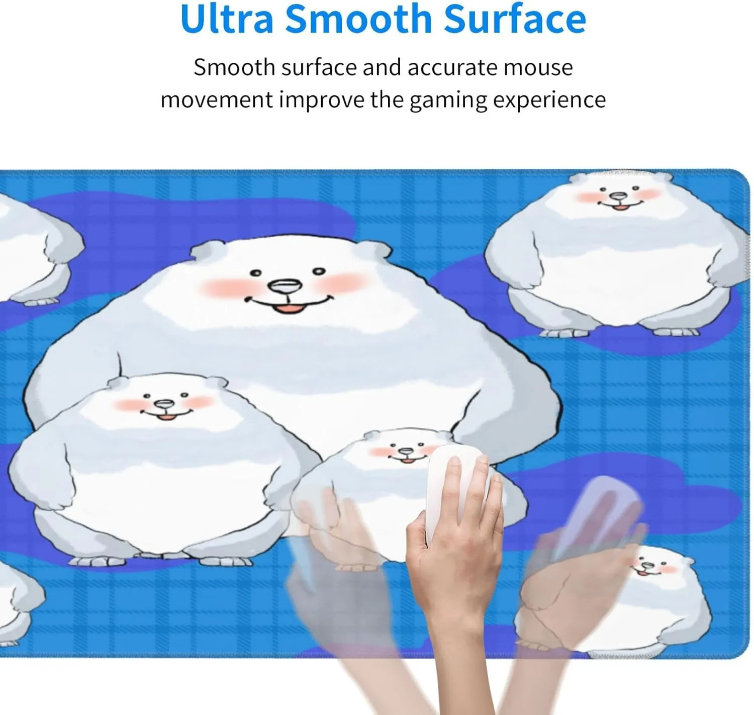 White Bear Family Non-Slip Desk Pad,Mouse Pad,Waterproof PVC Desk Table Protector, Easy Clean Laptop Desk Writing Mat for Office Work/Home/Decor