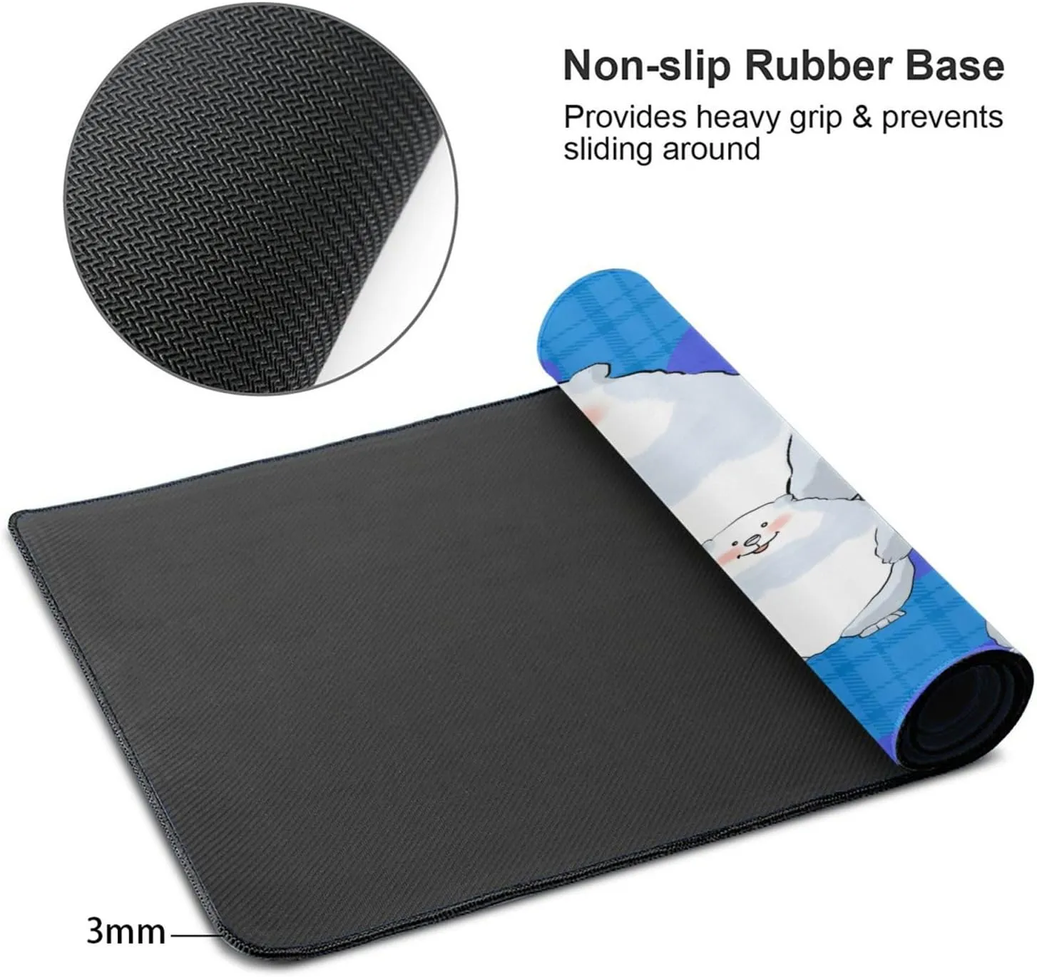 White Bear Family Non-Slip Desk Pad,Mouse Pad,Waterproof PVC Desk Table Protector, Easy Clean Laptop Desk Writing Mat for Office Work/Home/Decor