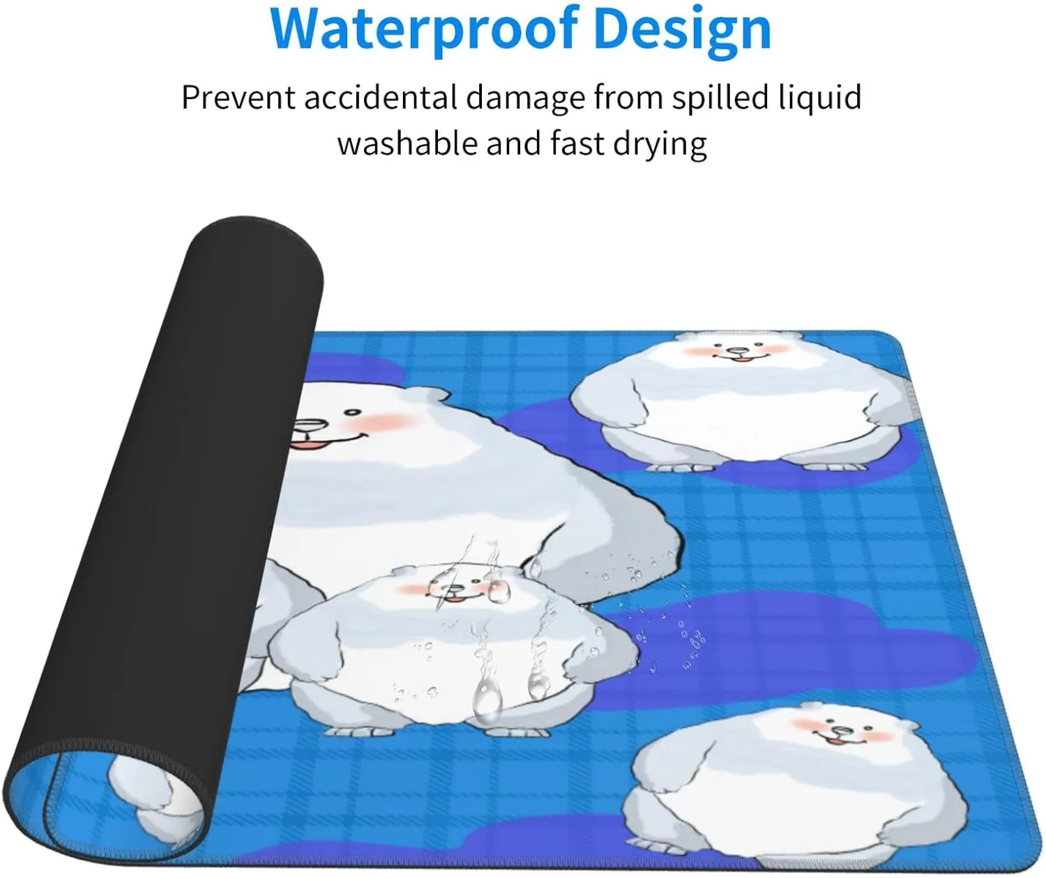 White Bear Family Non-Slip Desk Pad,Mouse Pad,Waterproof PVC Desk Table Protector, Easy Clean Laptop Desk Writing Mat for Office Work/Home/Decor