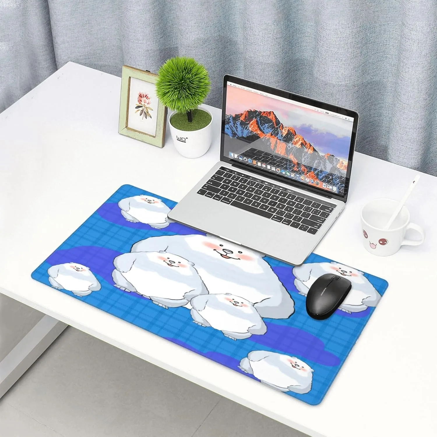 White Bear Family Non-Slip Desk Pad,Mouse Pad,Waterproof PVC Desk Table Protector, Easy Clean Laptop Desk Writing Mat for Office Work/Home/Decor