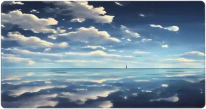 White Clouds Over The Sea Non-Slip Desk Pad,Mouse Pad,Waterproof PVC Desk Table Protector, Easy Clean Laptop Desk Writing Mat for Office Work/Home/Decor