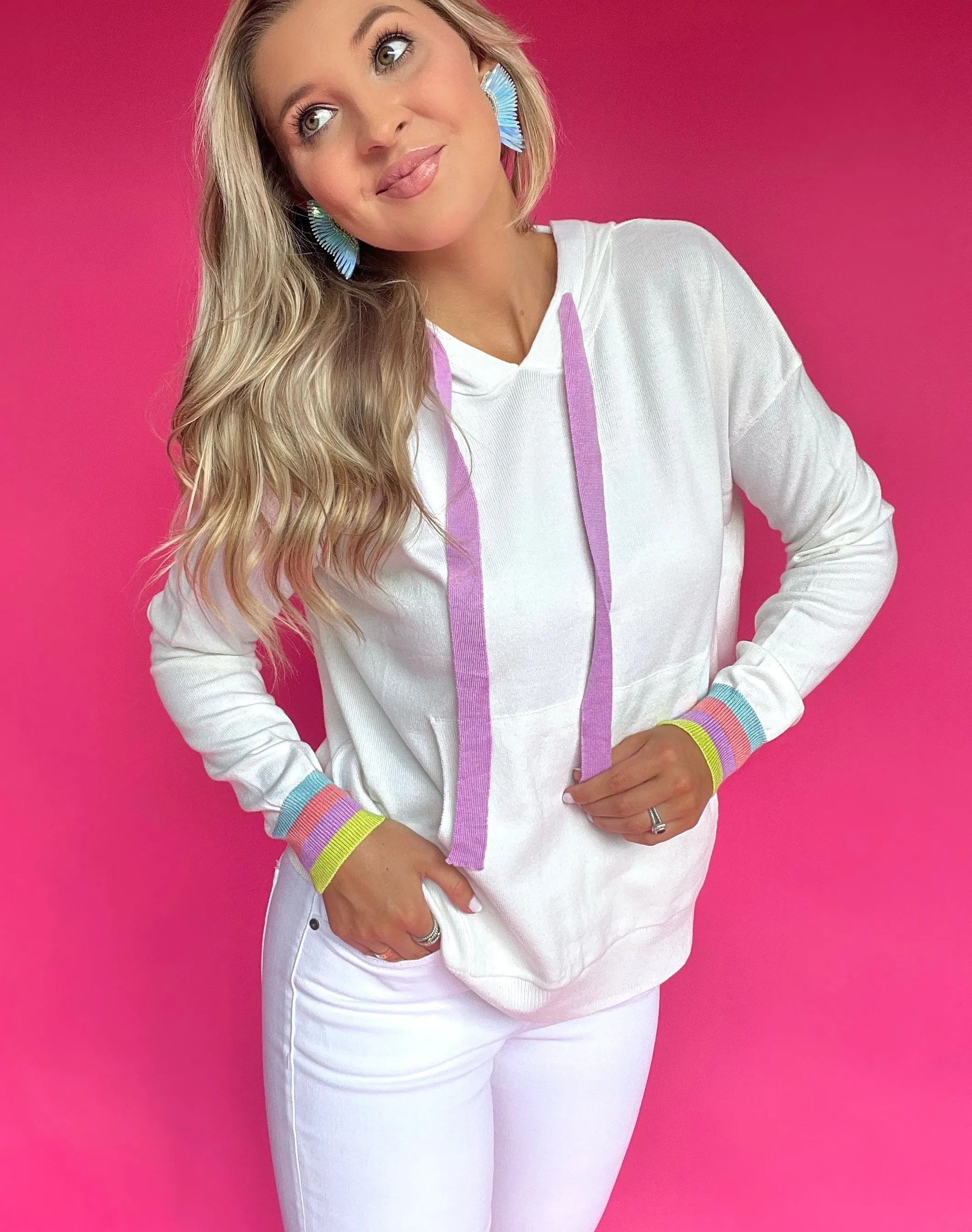 White Rainbow Stripe Sweater