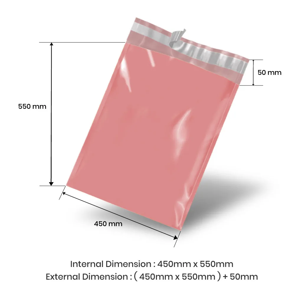 Wholesale 5,000pcs 450mm x 550mm   50mm Poly Mailing Courier Satchels - Light Pink