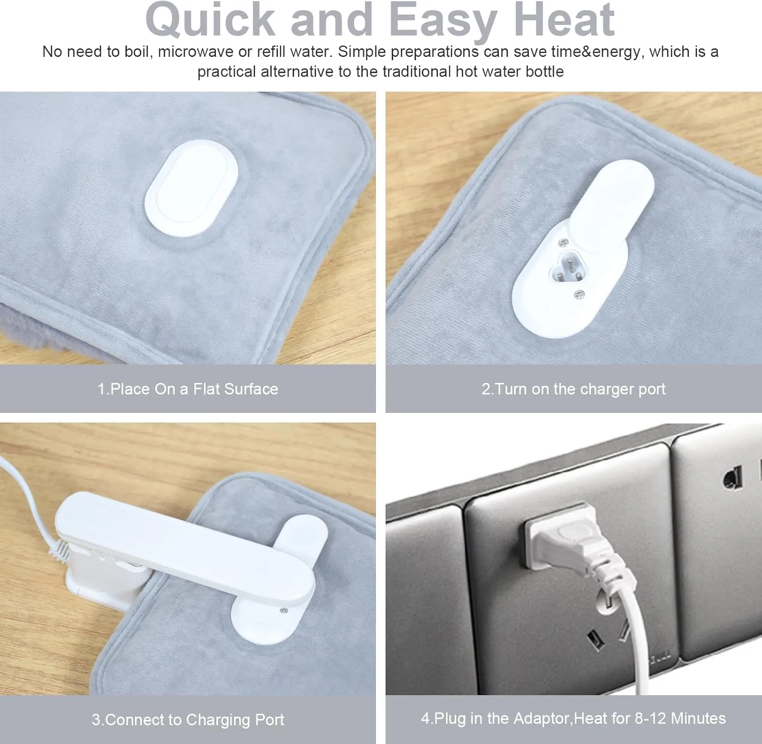 WITERY Electric Hot Water Bag with Cover- Rechargeable Heating Pad Hot Water Bottle for Pain Relief Cramps & Sore Muscles, Hot Compress Bag Hand Warmer for Outdoor/Indoor (Filled with Water)