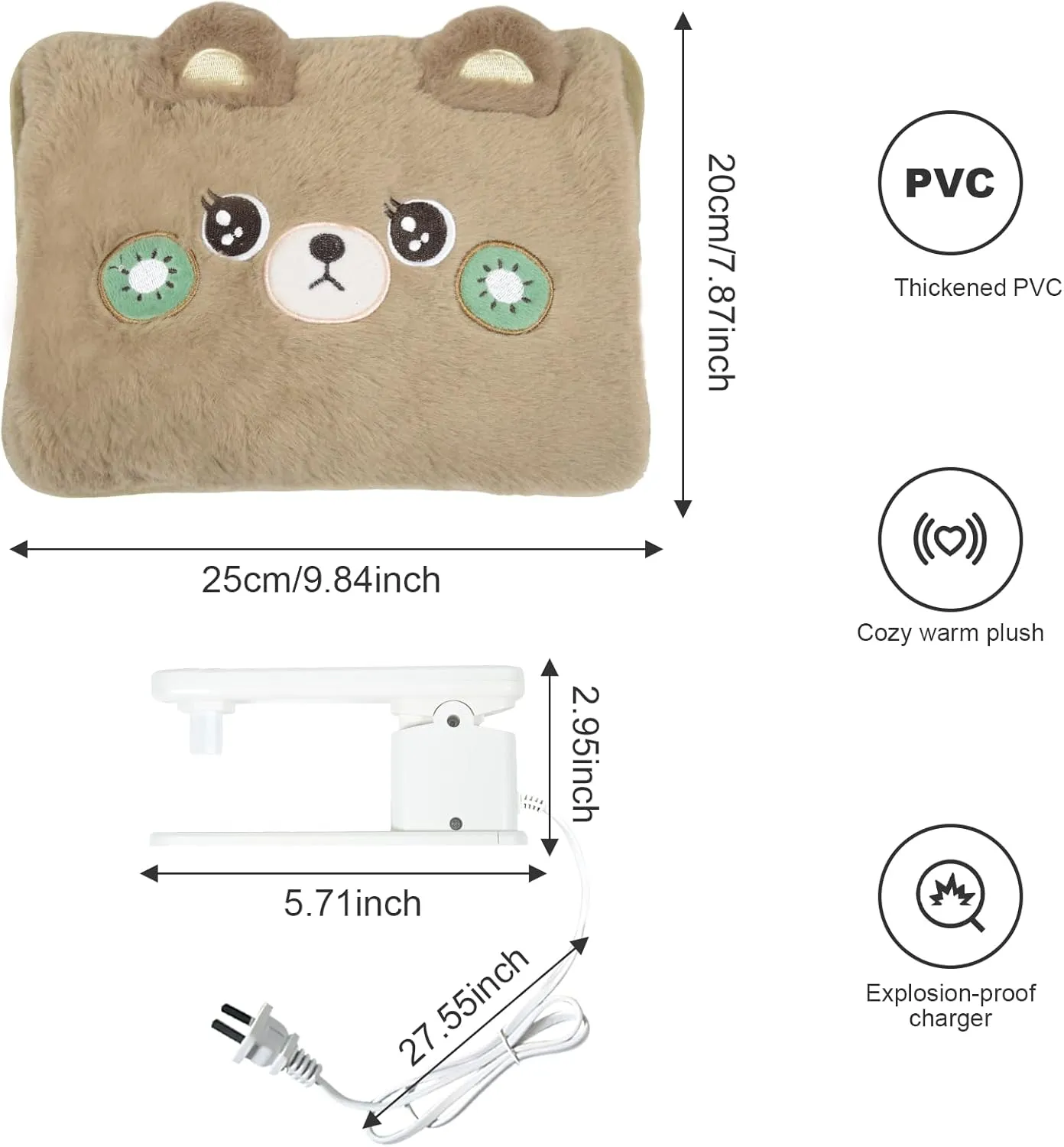 WITERY Electric Hot Water Bag with Cover- Rechargeable Heating Pad Hot Water Bottle for Pain Relief Cramps & Sore Muscles, Hot Compress Bag Hand Warmer for Outdoor/Indoor (Filled with Water)