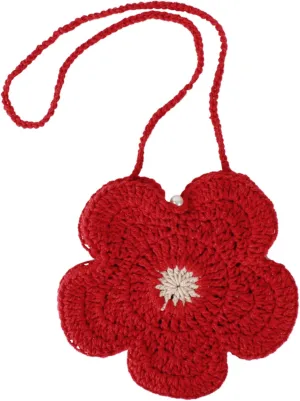 Women Girls Mini Flower Crochet Shoulder Crossbody Bag Handmade Handbag Purse Cotton Cellphone Wallet