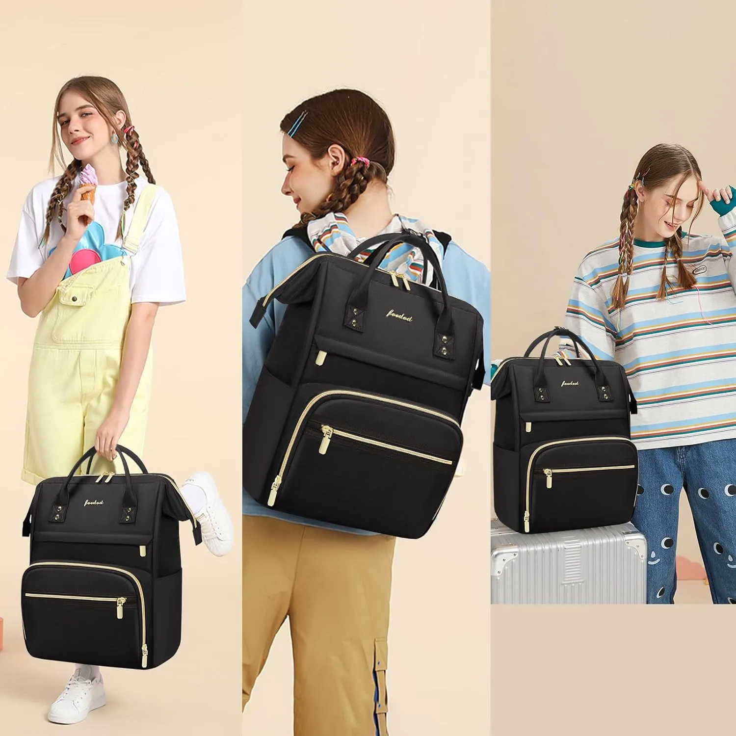 Women Laptop Backpack Work Bag - Fits 15.6 inch with Laptop Compartment Waterproof Professional Fashion Travel Purse for College Nurse Business Computer Backpack