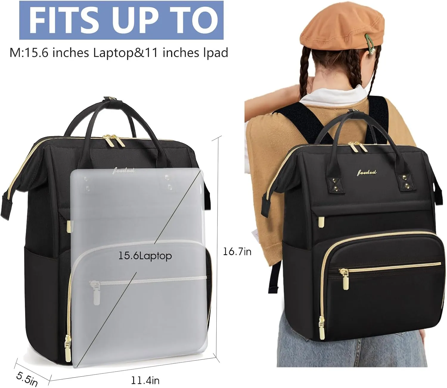Women Laptop Backpack Work Bag - Fits 15.6 inch with Laptop Compartment Waterproof Professional Fashion Travel Purse for College Nurse Business Computer Backpack