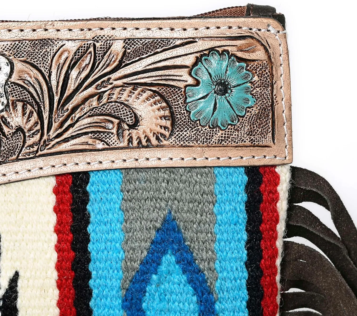 Women Monarch Mini Woolen Western Handmade Clutch Wallet- Zipper Foldover Clutch