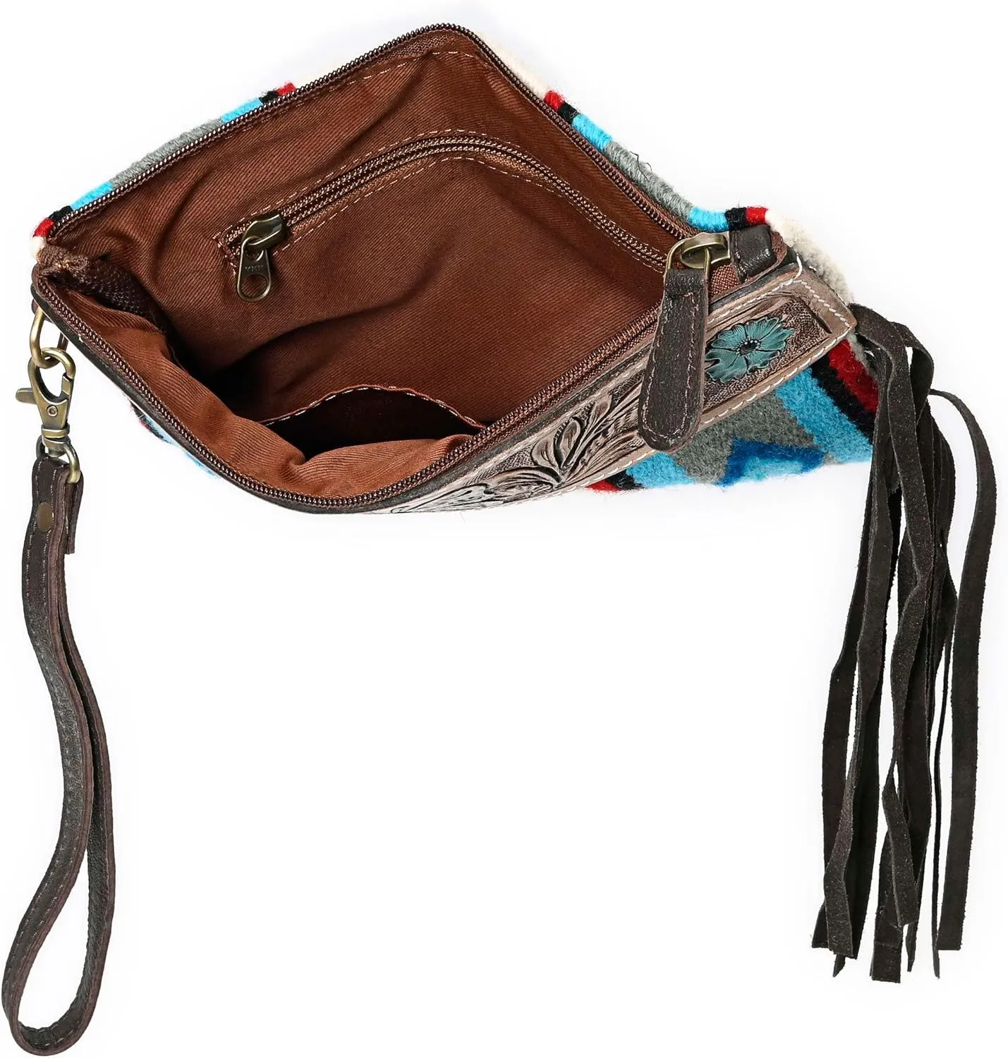 Women Monarch Mini Woolen Western Handmade Clutch Wallet- Zipper Foldover Clutch