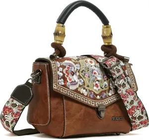 Women Satchel Vintage Retro Embroidery Sling Bag