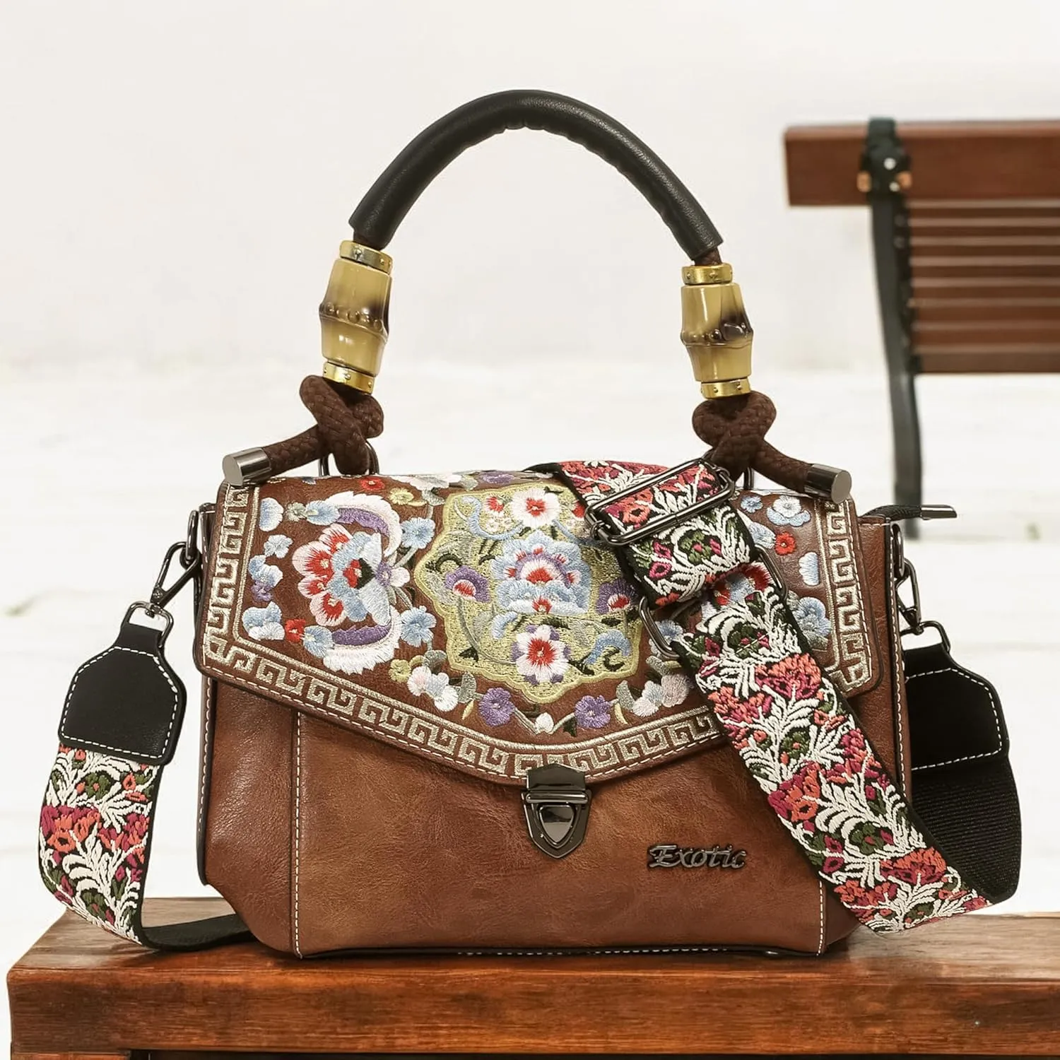 Women Satchel Vintage Retro Embroidery Sling Bag