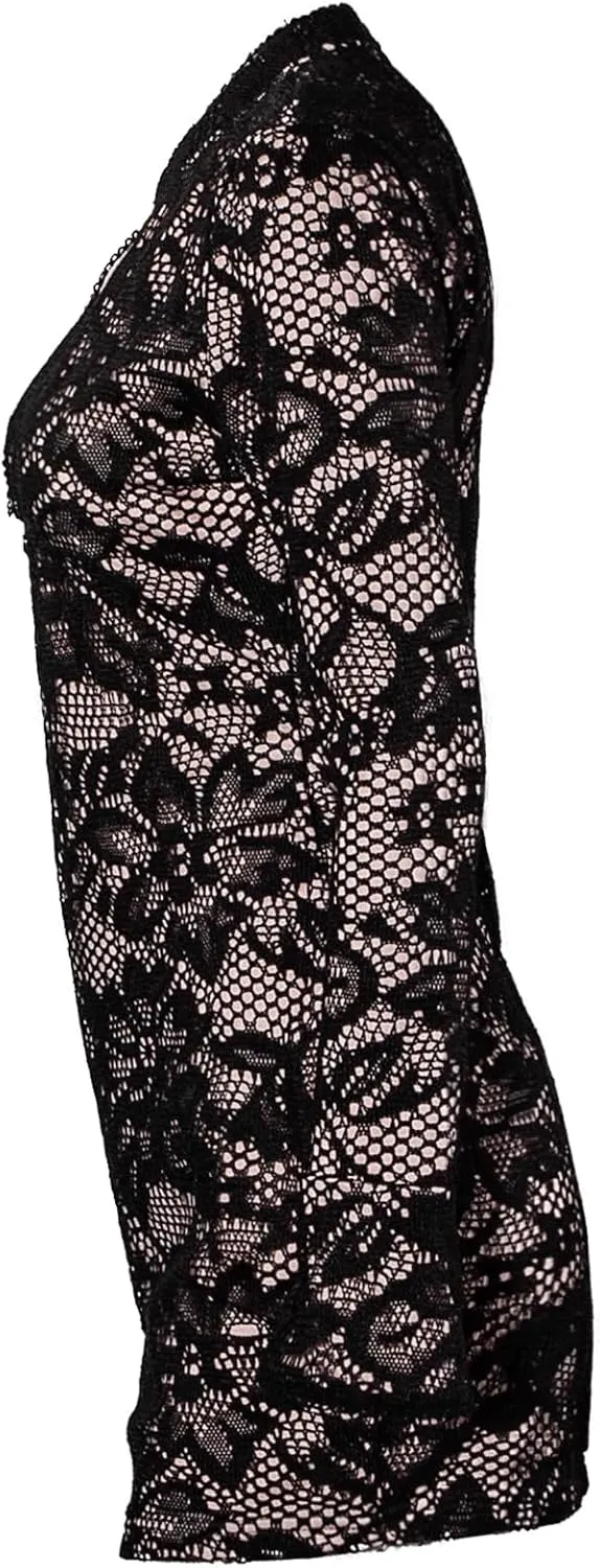 Women Sexy Lace Hollow Out Bodycon Mini Dress Long Flare Sleeve Cut Out Night Club Party Dress