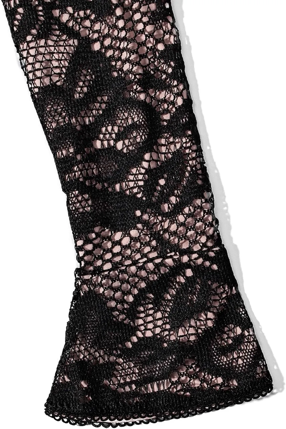 Women Sexy Lace Hollow Out Bodycon Mini Dress Long Flare Sleeve Cut Out Night Club Party Dress