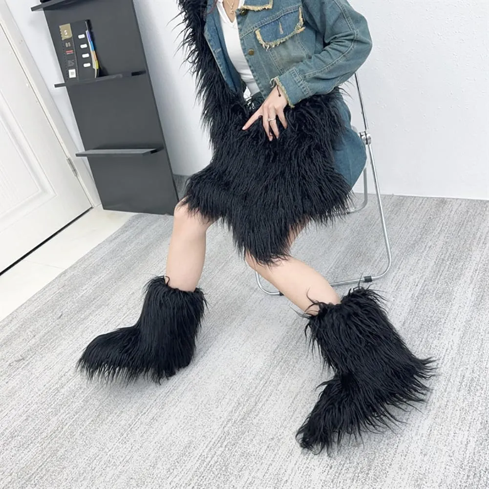 Women's Fuzzy Crossbody Tote Bags Furry Shoulder Bag Purse Handbag Star-Shaped Furry Tote Bag Plush Tote Bag, Black