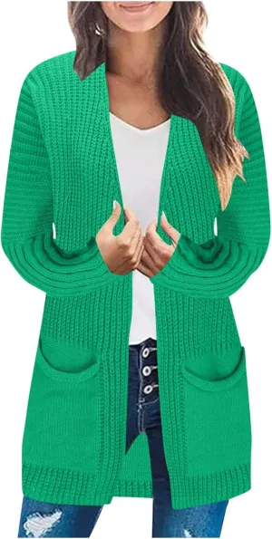 Womens Oversized Open Front Sweaters Lightweight Fashion Cardigan Loose Outwear with Pockets