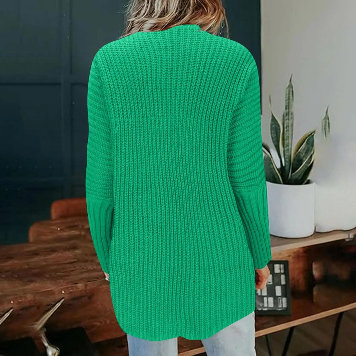 Womens Oversized Open Front Sweaters Lightweight Fashion Cardigan Loose Outwear with Pockets