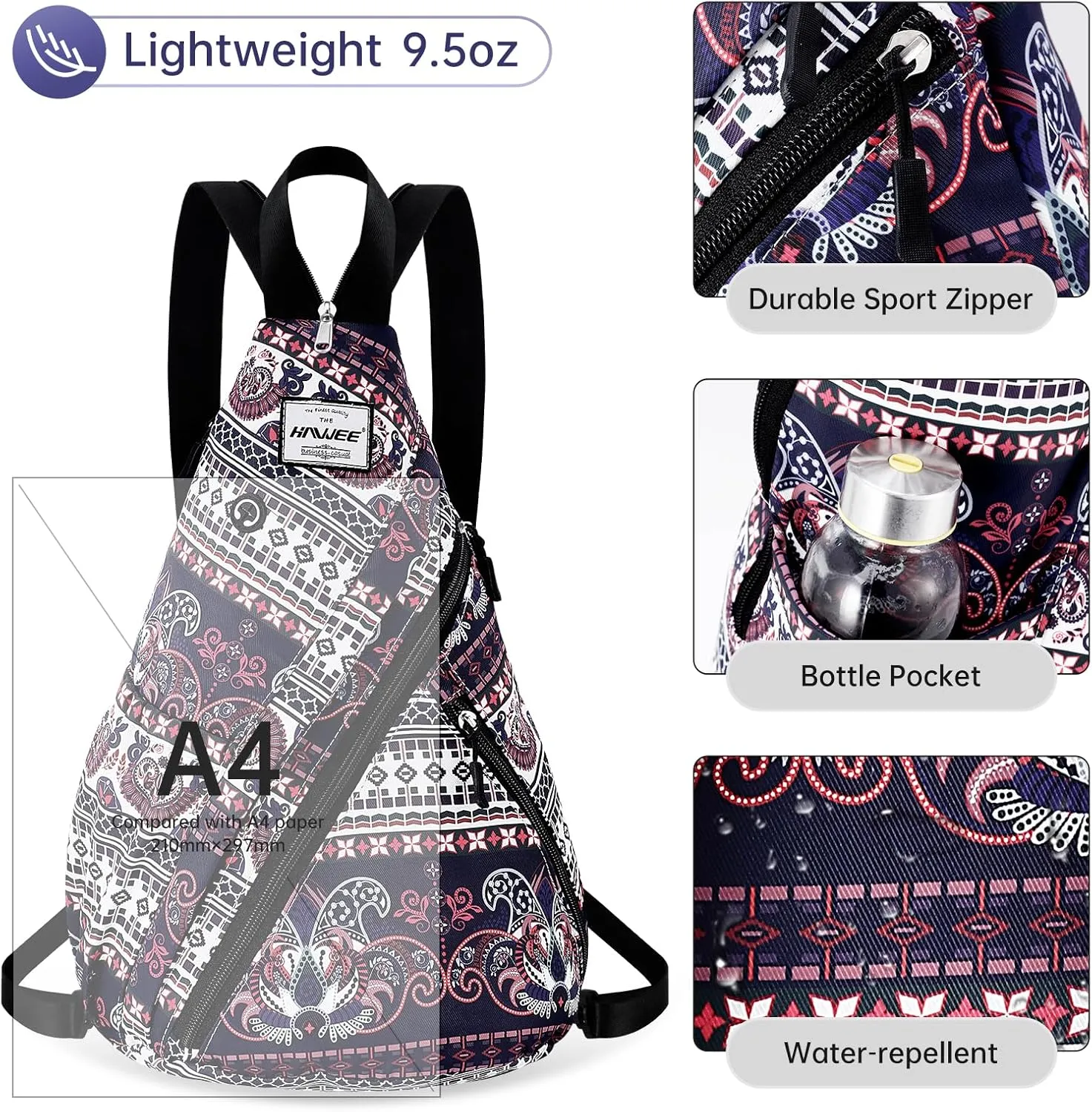 Women's Rope Sling Bag - Convertible Water-Resistant Chest Bag & Casual Daypack, Adjustable Crossbody Backpack for Travel, Cycling, Exotic