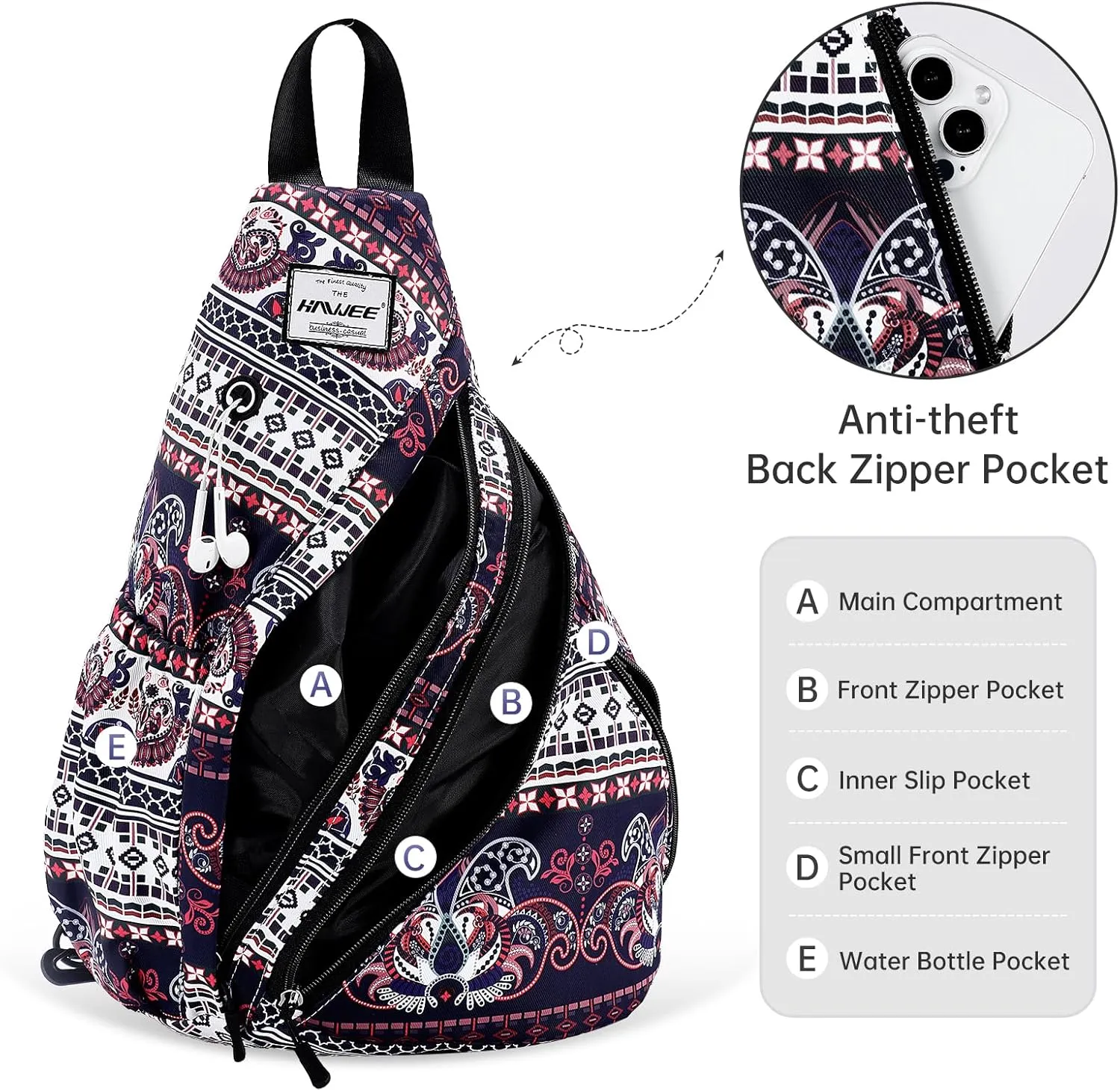 Women's Rope Sling Bag - Convertible Water-Resistant Chest Bag & Casual Daypack, Adjustable Crossbody Backpack for Travel, Cycling, Exotic