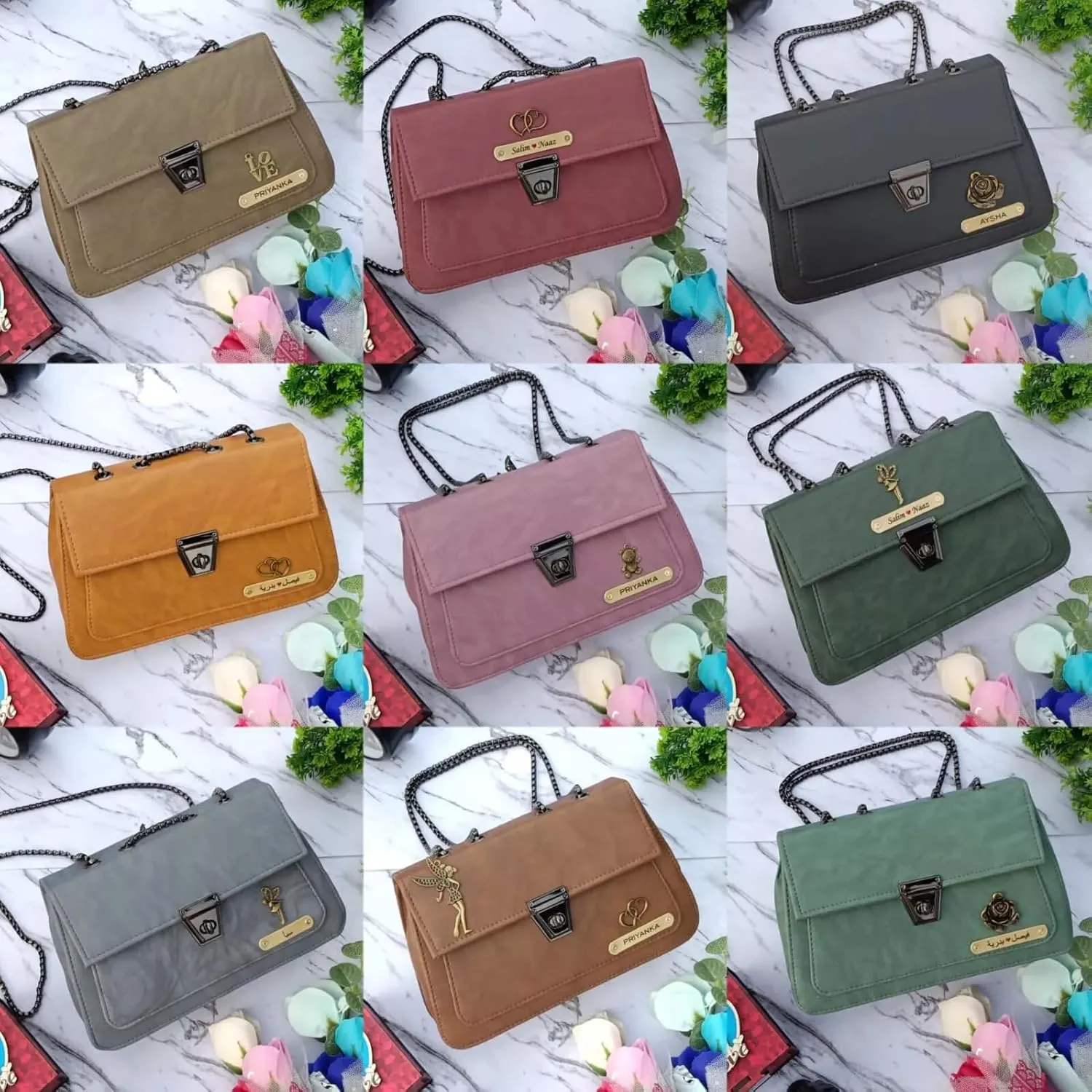 Women's Shoulder Bag 2 in 1 Leather Sling Bag Any Name Can Be Customised, Charm Option Available Bag For Women