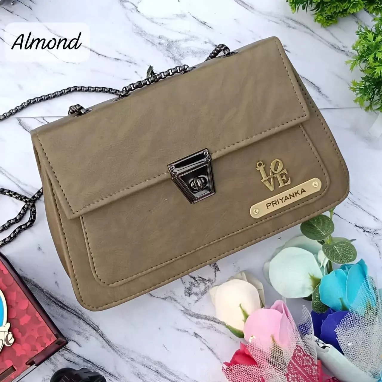 Women's Shoulder Bag 2 in 1 Leather Sling Bag Any Name Can Be Customised, Charm Option Available Bag For Women
