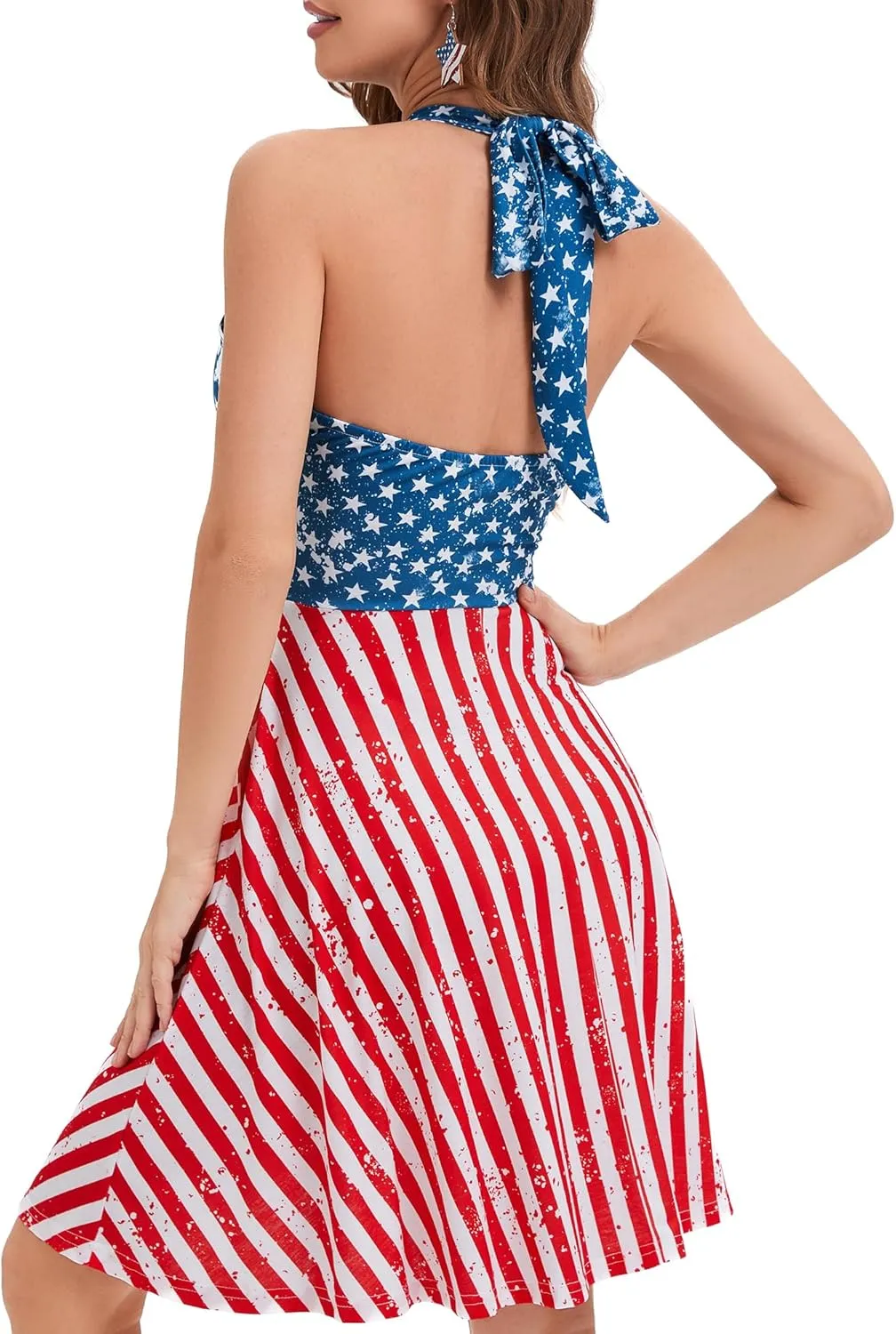 Women's Summer Sundress- 2025 Sexy Halter Sleeveless Spring Boho Elastic Waist Ruffle Mini Dress