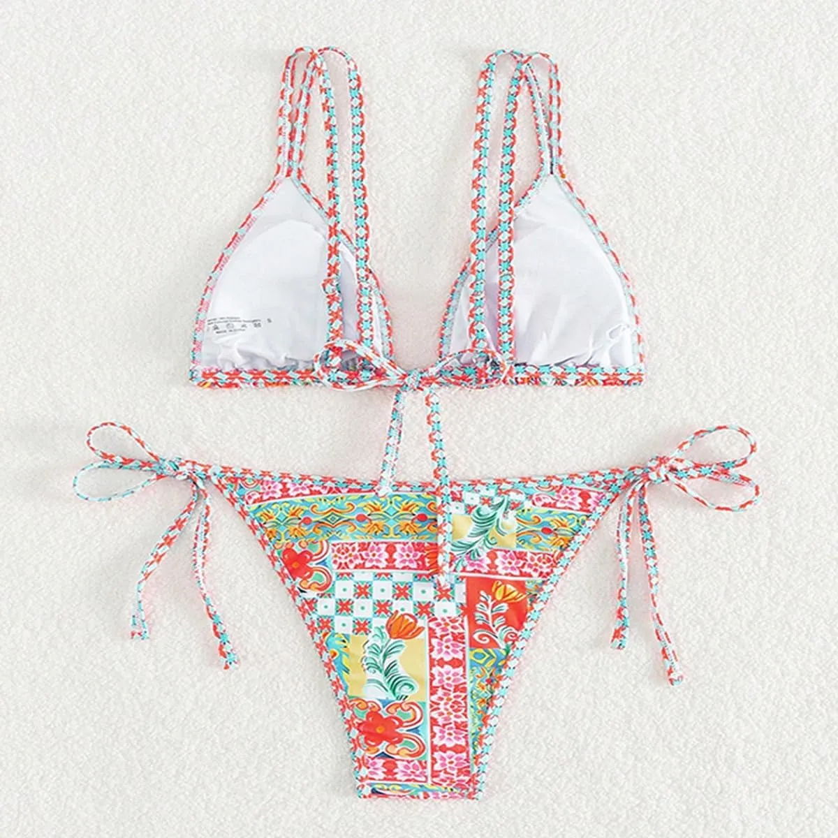 Womens Triangl Bikini 2 Piece Floral Patterned High Waisted Bikini Sets Colorful Top Tong Bathing Suits Bikinis Swimsuit