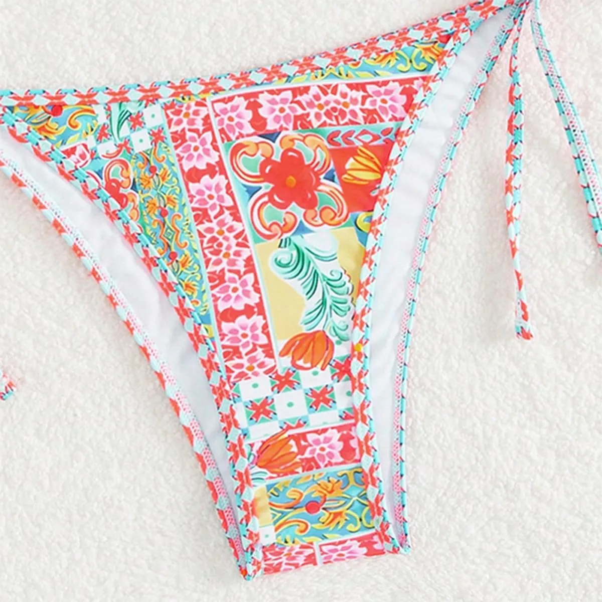 Womens Triangl Bikini 2 Piece Floral Patterned High Waisted Bikini Sets Colorful Top Tong Bathing Suits Bikinis Swimsuit