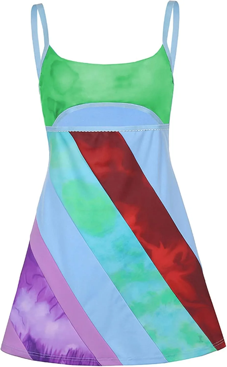 Women's Vintage Print Semi-Sheer Sheath Dress 2004s Fashion Bodycon Mini Slip Dress Retro Bandana Print Fitted Strap Dress