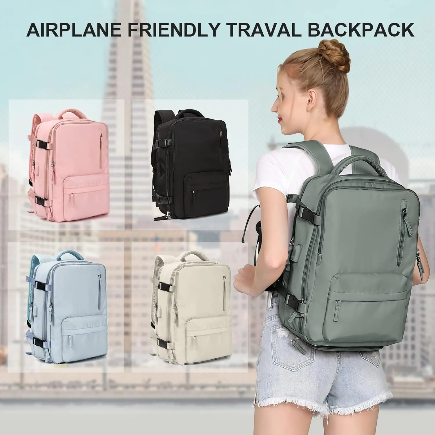 WONHOX Large Travel Backpack Carry on Flight Approved Laptop Work Business Backpack for Women Men Mochila de Viaje