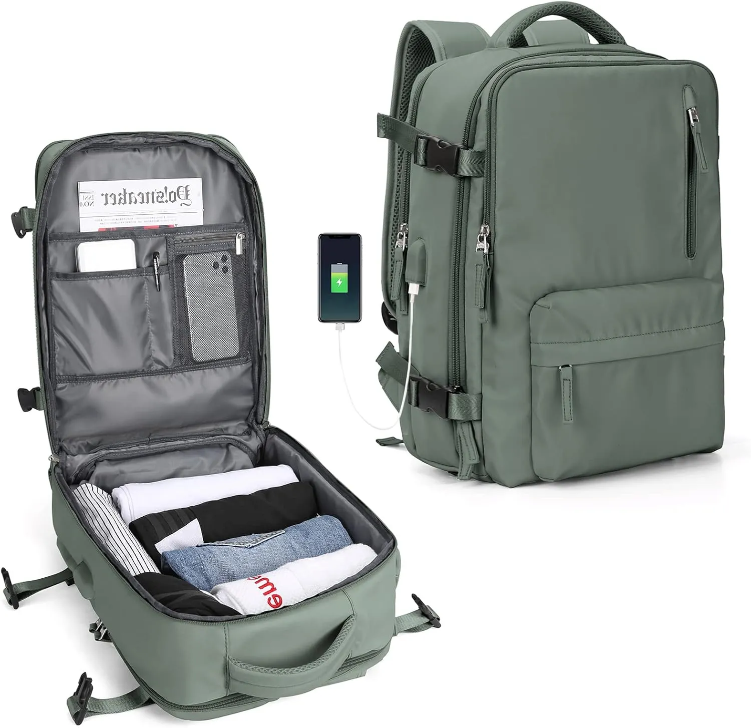 WONHOX Large Travel Backpack Carry on Flight Approved Laptop Work Business Backpack for Women Men Mochila de Viaje